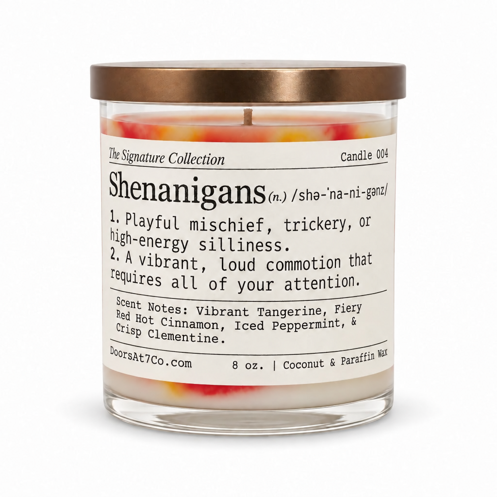 Shenanigans hand-marbled candle